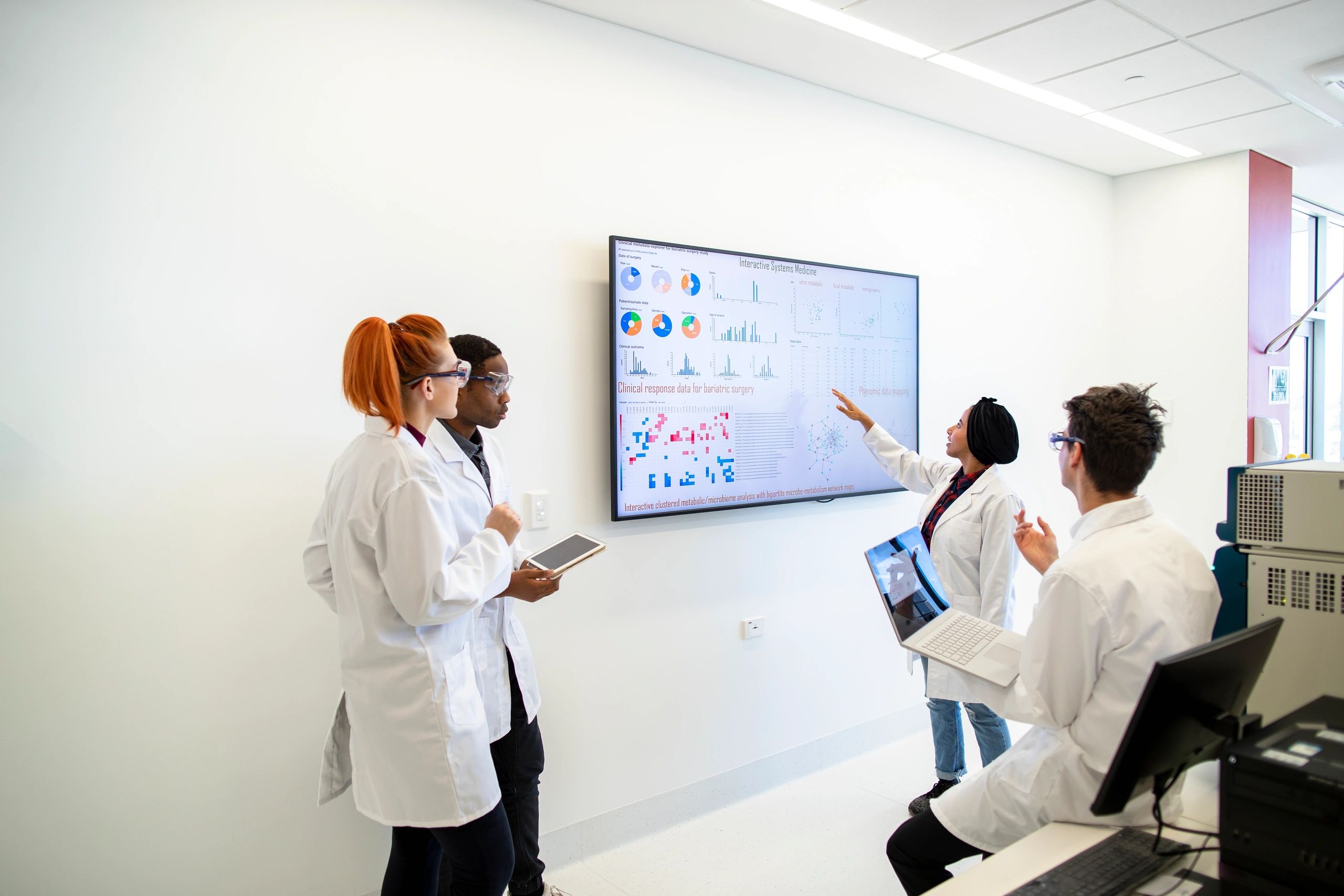 Professional laboratory team collaborating